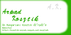 arpad kosztik business card